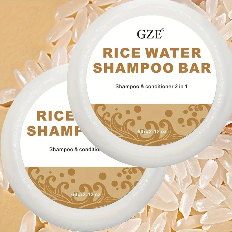 GZE Rice Water Shampoo Bar – Protein-Enriched Solid Bar 2-Pack