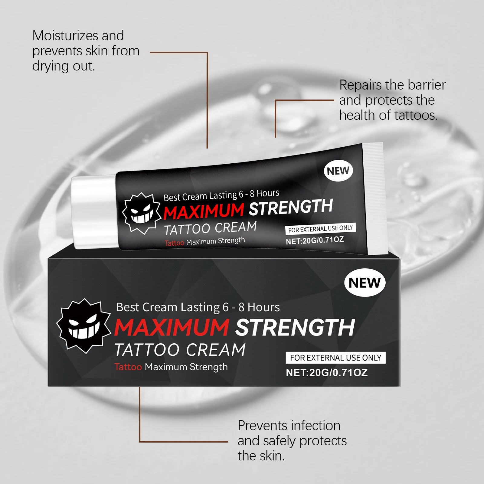 Tattoo care gel gentle formula cleans, comfortable, moisturizes and cares for the skin tattoo color care gel Oasis Select