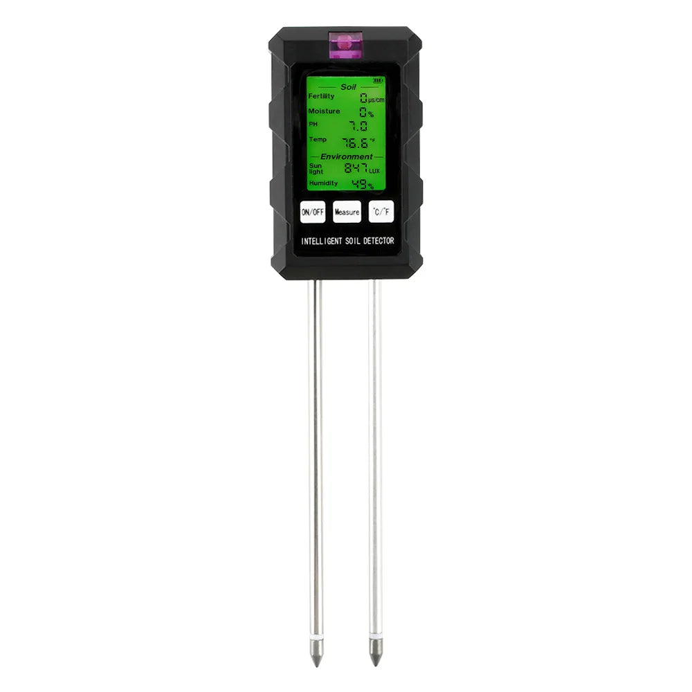 Digital Soil PH Meter 6 in 1 Multifunctional Soil Moisture Tester ℃/℉ Temperature Meter Light Meter Soil Quality Detector Oasis Select Black 0.1