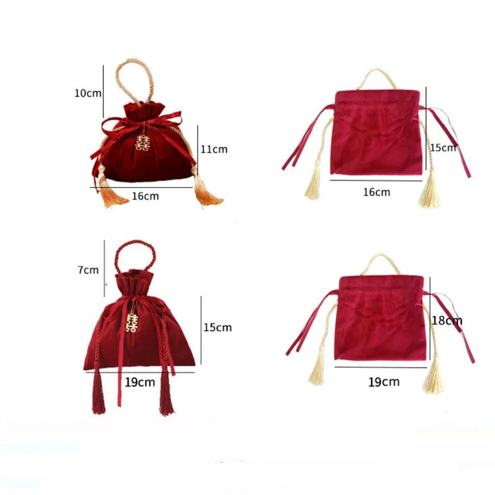 Velvet Candy Box Gift Bag Velvet Cloth Drawstring Tassel Bag Wedding Party Candy Pouches Wedding Party Fashion Drawstring Pocket Oasis Select