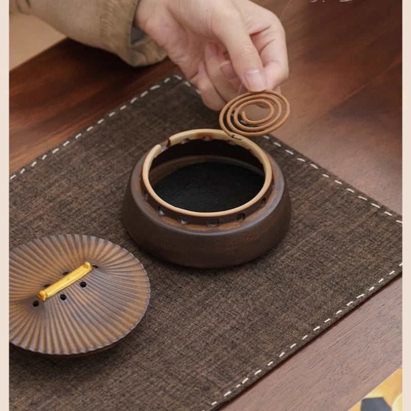 Creative Ceramic Incense Burner Antique-style Household Indoor Aroma Diffuser, Chinese-style Incense Display Item Incense Burner Oasis Select