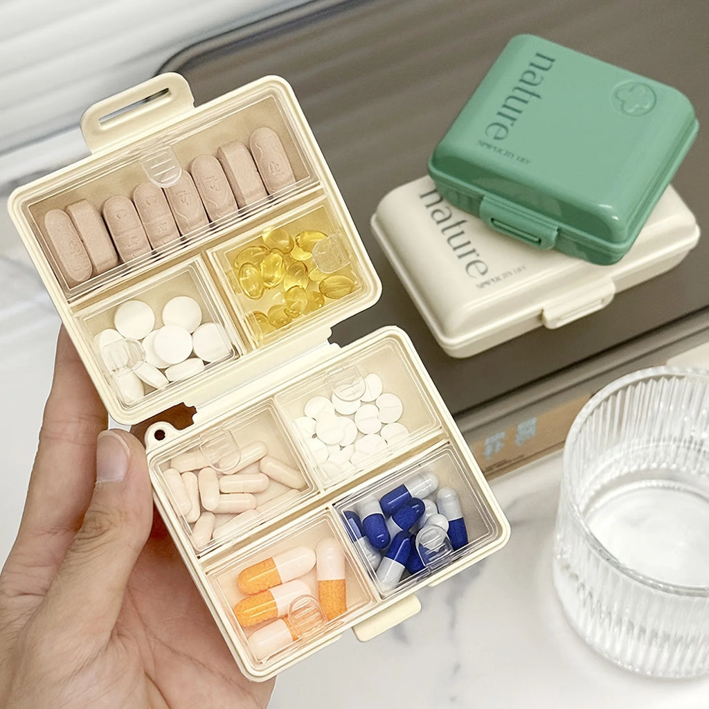 Japanese Style Portable Medicine Box Large Capacity Seven Days Week Pill Organizer Sealed Durable Personal Medicine Storage Case Oasis Select