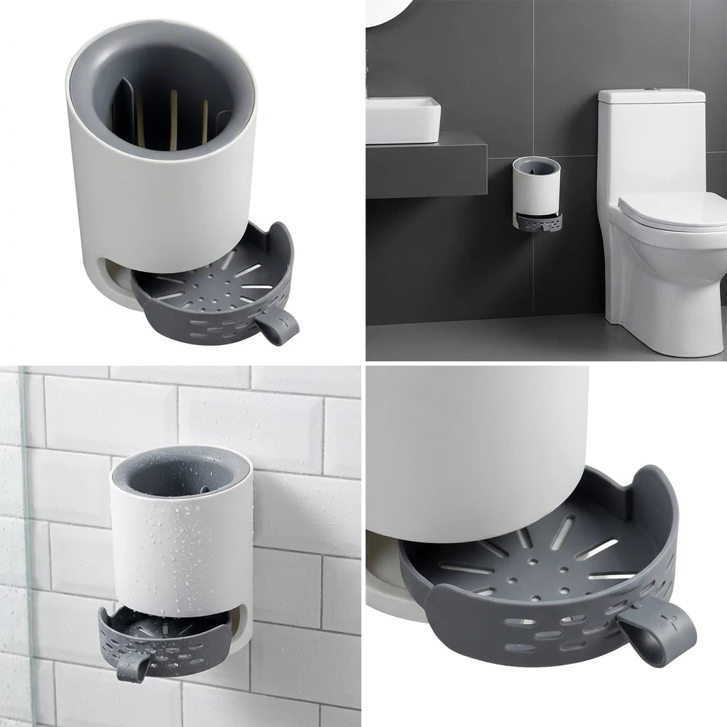Soft Bristle Toilet Brush Set with Holder Long Handle Plastic Household WC Cleaning Tool for Bathroom Deep Toilet Cleaning Oasis Select