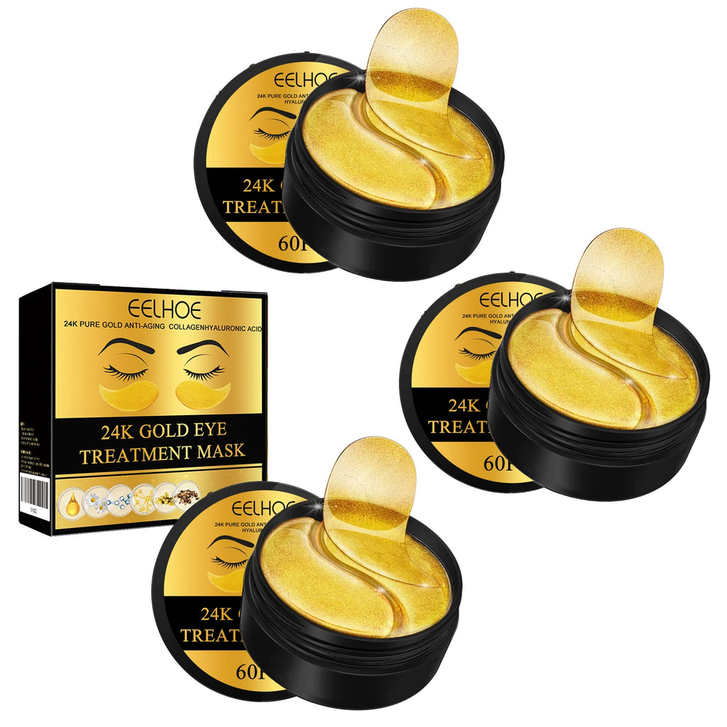 24K Gold Eye Mask Removal Eyes Bags Anti Dark Circles Eliminating Puffiness Moisturizing Firming Eye Skin Care Patches Oasis Select 180pcs