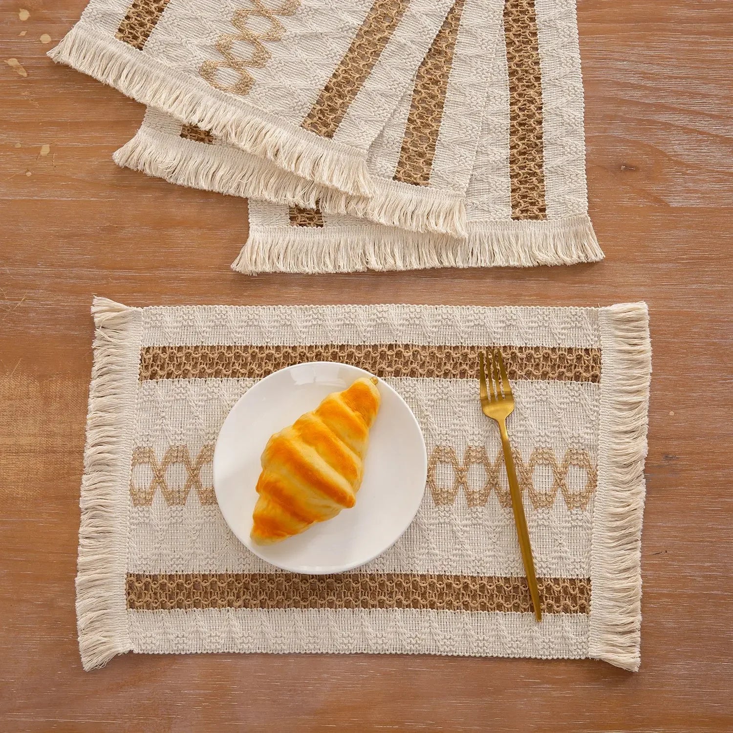 Boho Placemats Macrame Table Decor Natural Cotton Burlap Farmhouse Placemats Home Dining Weddings Home Kitchen Decor Oasis Select