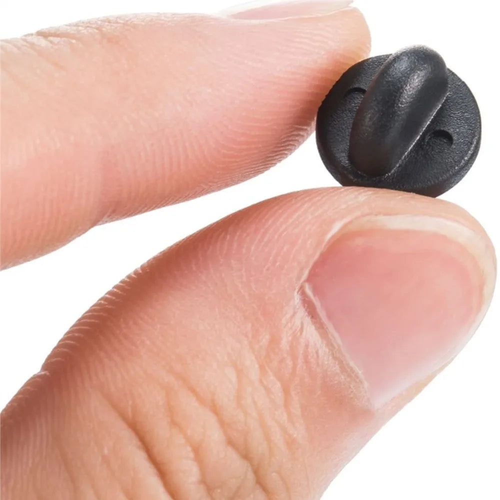 50/500pcs Black PVC Rubber Pin Backs Butterfly Clutch Tie Tack Lapel Holder Clasp Pin Cap Keepers for Uniform Badges Replacement Oasis Select