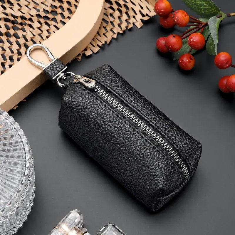 Double Zipper PU Leather Key & Coin Pouch with Metal Clip Key & Coin Pouch Oasis Select A1
