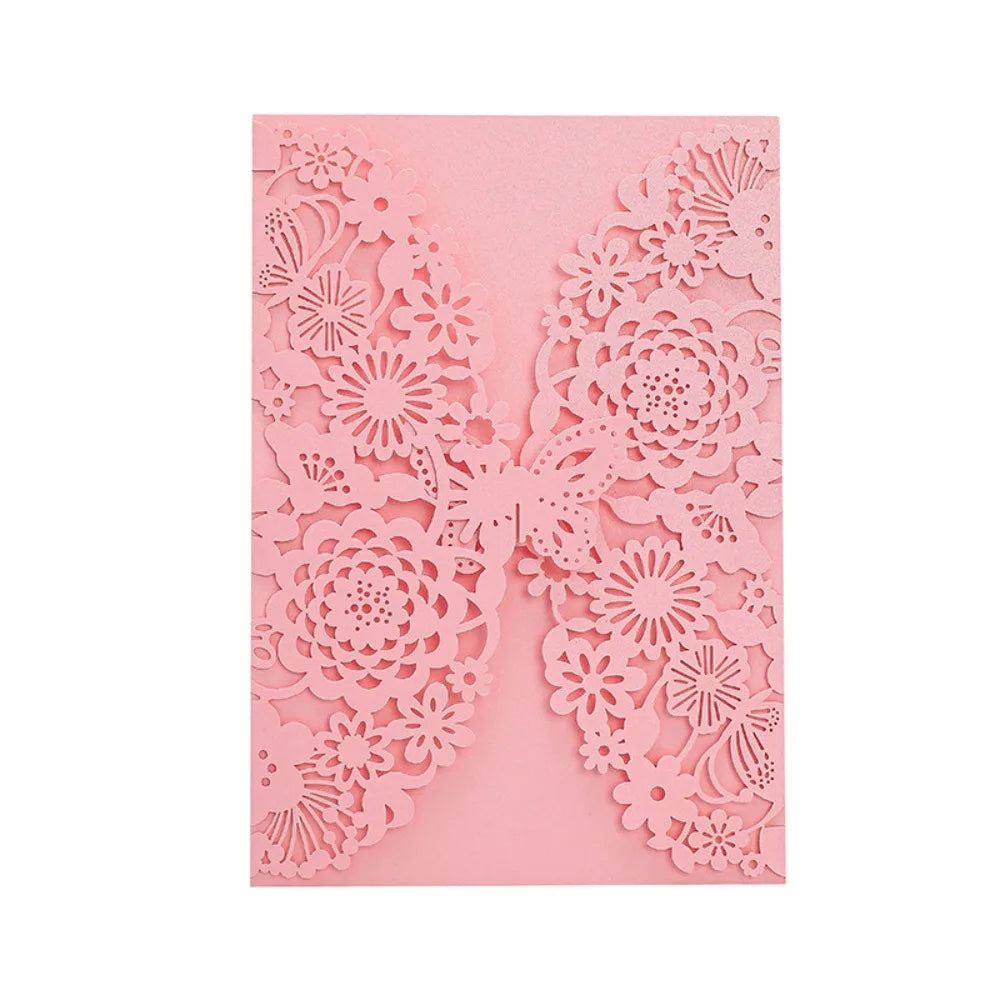 50pcs Laser Cut Hollow Floral Wedding Invitation Cards