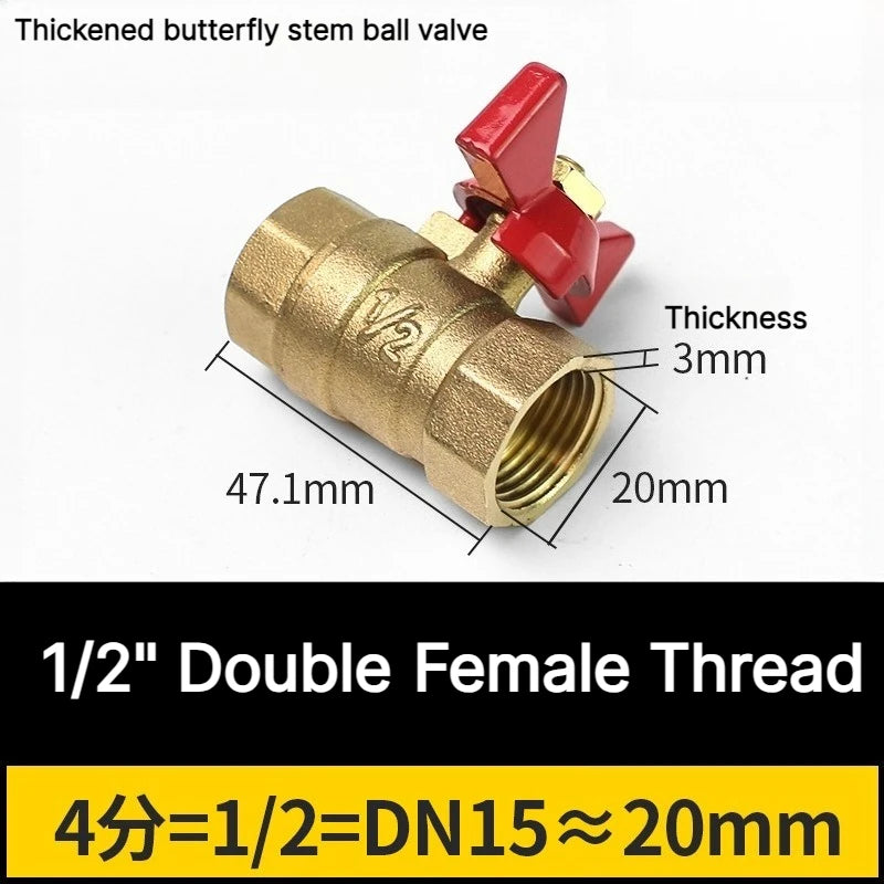 1/4" 3/8" 1/2" 3/4" Female To Female Thread Two Way Brass with Butterfly Handle Shut Off Ball Valve for Fuel Gas Water Oil Air Oasis Select 1l2 Double Female