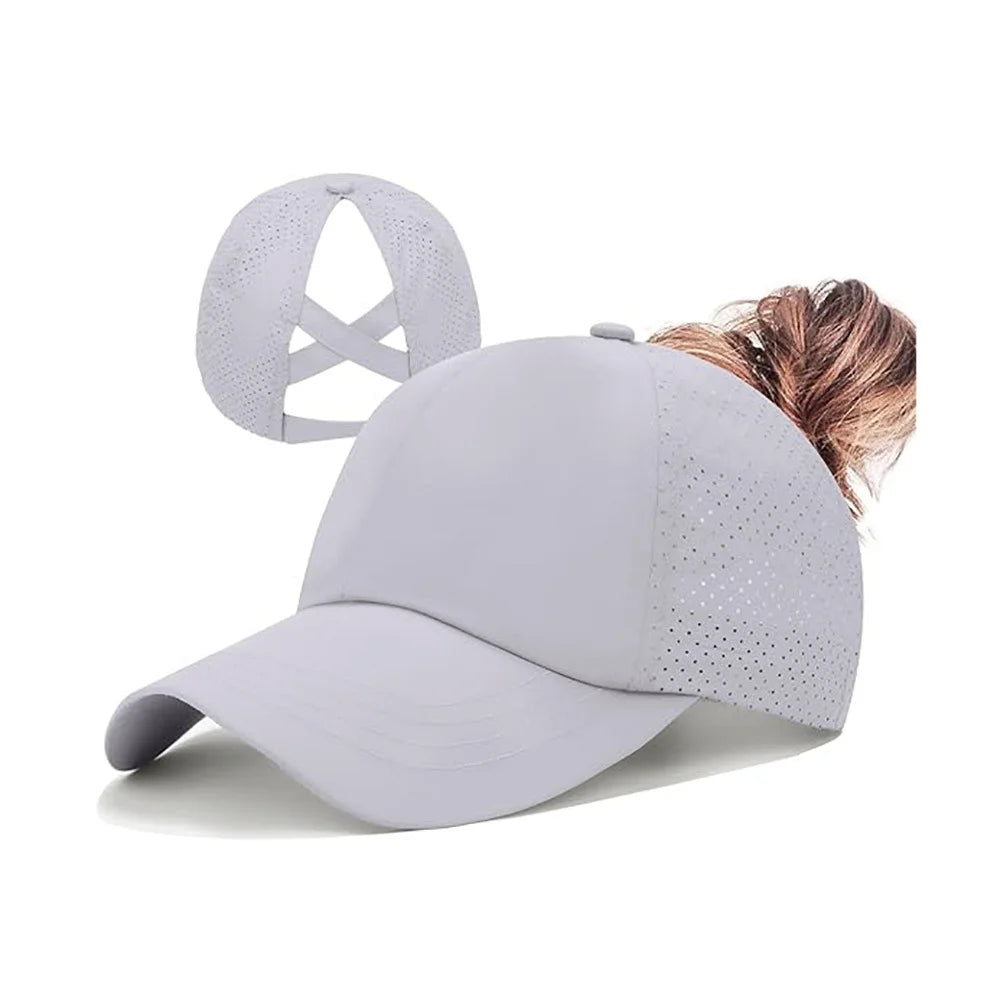 Women's mesh breathable baseball cap with back strap, crossed ponytail hat, quick drying hat, running fitness adult Oasis Select 1 Adjustable >8Y