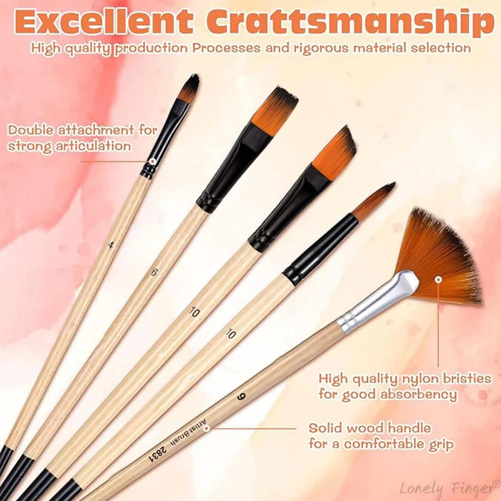 32Pcs Acrylic Nylon Watercolour Brushes for Beginners and Artists to Paint Acrylic Brushes for Oil and Gouache Painting Oasis Select