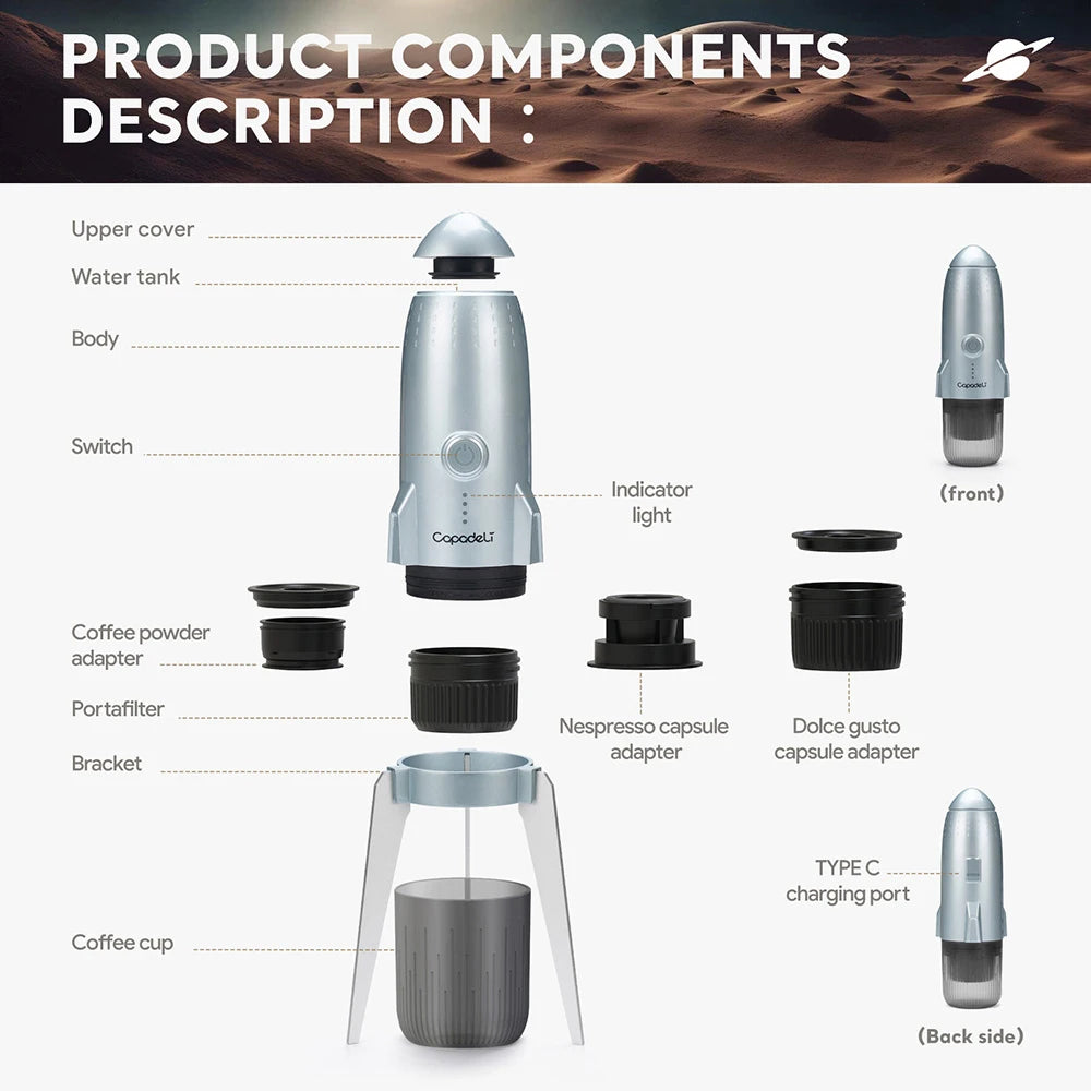 URGGU 3-in-1 Portable Espresso Machine | Travel Coffee Maker