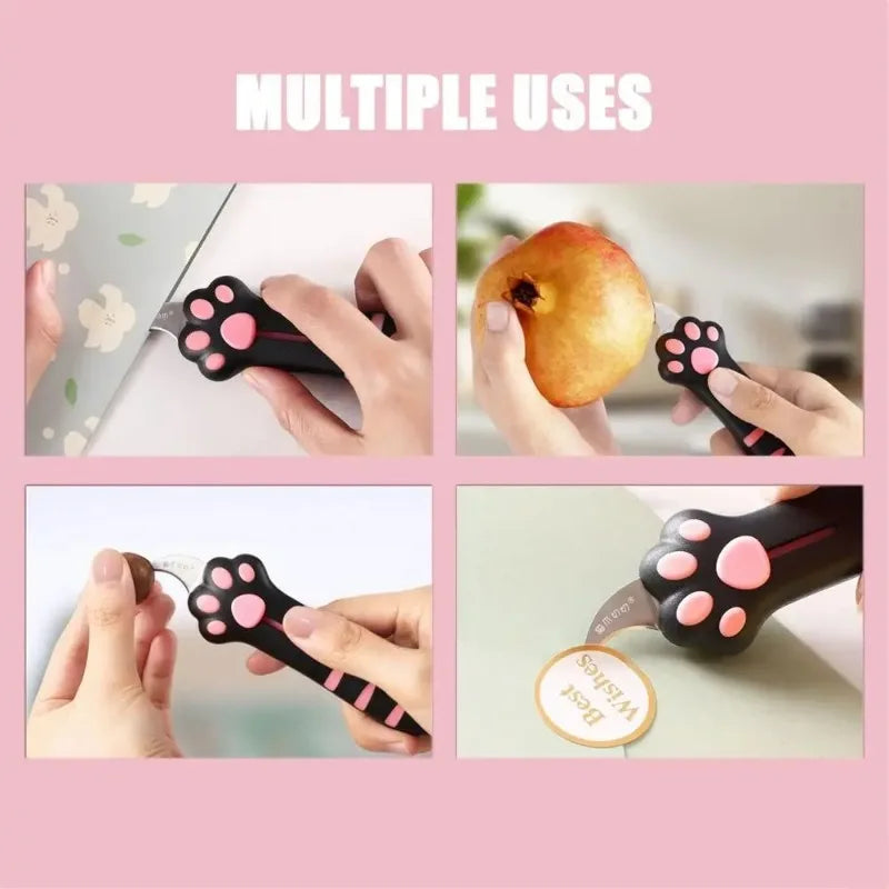 Mini Portable Cat Claw Utility Knife Creative Hand Account Decor Paper Cutting Tools Art Supplies Cute Cat Paw Sharp Box Cutters Oasis Select