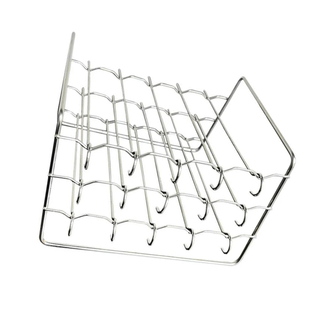 Stainless Steel Vertical Skewer Stand For Air Fryer BBQ Grill Rack Multi Pin Holder Kitchen Cooking Accessories Silver Oasis Select 30
