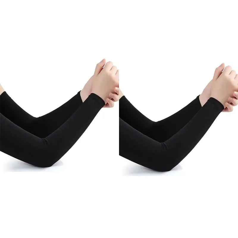 1 2pair Ice Silk Sun Protection Cuffs Gloves UV Hand Cover Anti Slip