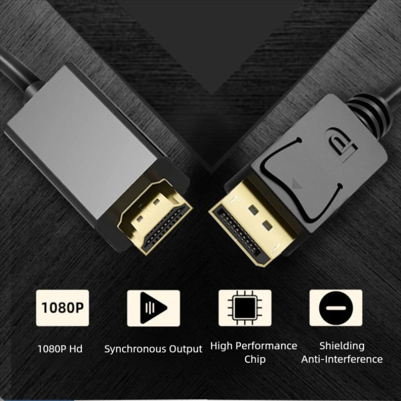 1.8M DisplayPort to HDMI-Compatible Cable 4K DP to HDMI Adapter Display Port Video Audio Converter for PC HDTV Projector Monitor Oasis Select