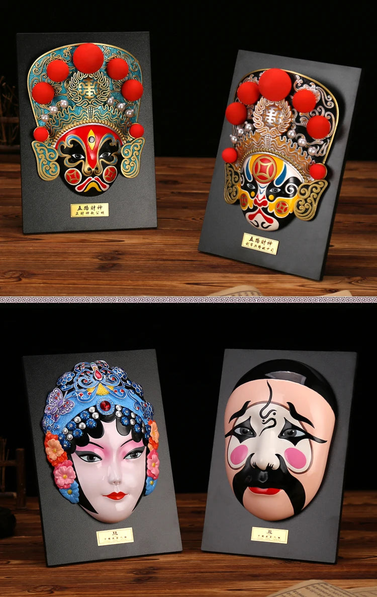 Restaurant Decoration Five Way God of Wealth Facial Decoration Pendant Sichuan Drama Chinese Style Wall Decoration Oasis Select