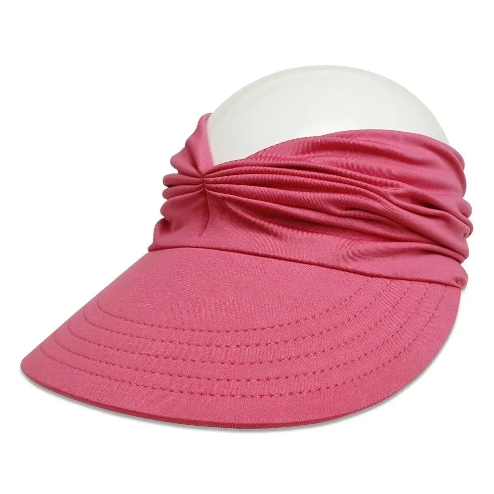 Empty Top Women Beach Sun Hat Wide Brim Double-Sided Sun-Protection Cap Flexible Anti-UV Outdoor Sports Hat Outdoor Sport Oasis Select Rose Red