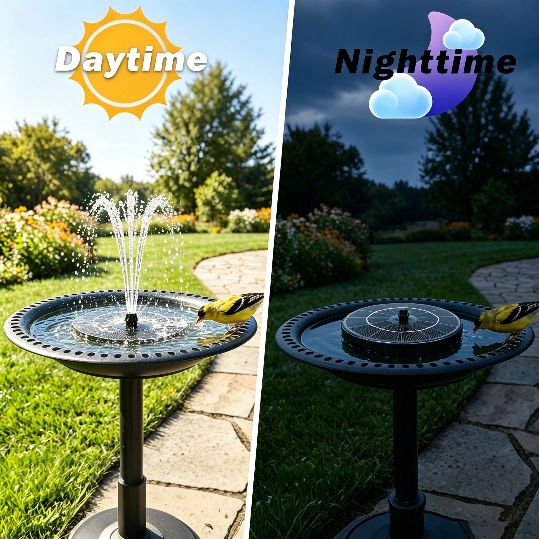 2.8W Outdoor Solar Fountain with 4 Nozzles and 4 Crash Bars, Solar Water Fountain Pump Suitable For DIY Garden Pond Bird Bath Oasis Select