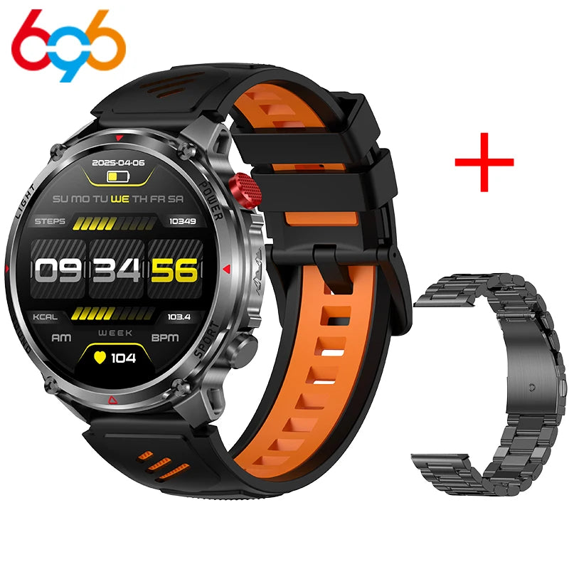 Smart Watches Waterproof Men BT Call Compass LED Flashlight Outdoor Smartwatch Health 100+ Sports Fitness 1100mAh Large Battery Oasis Select BKBOS a BK3M