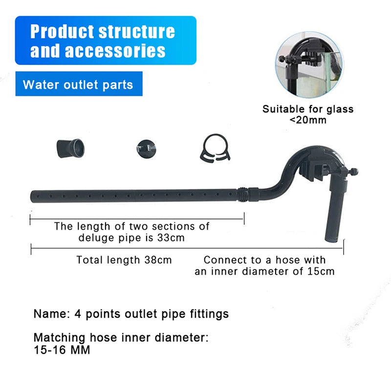 Aquarium Canister Filter Kit, External Fish Tank Filtration System, Inlet Outlet Tube, Rain Spray Bar, Outflow Pipe Complete Set Oasis Select 303B water outlet