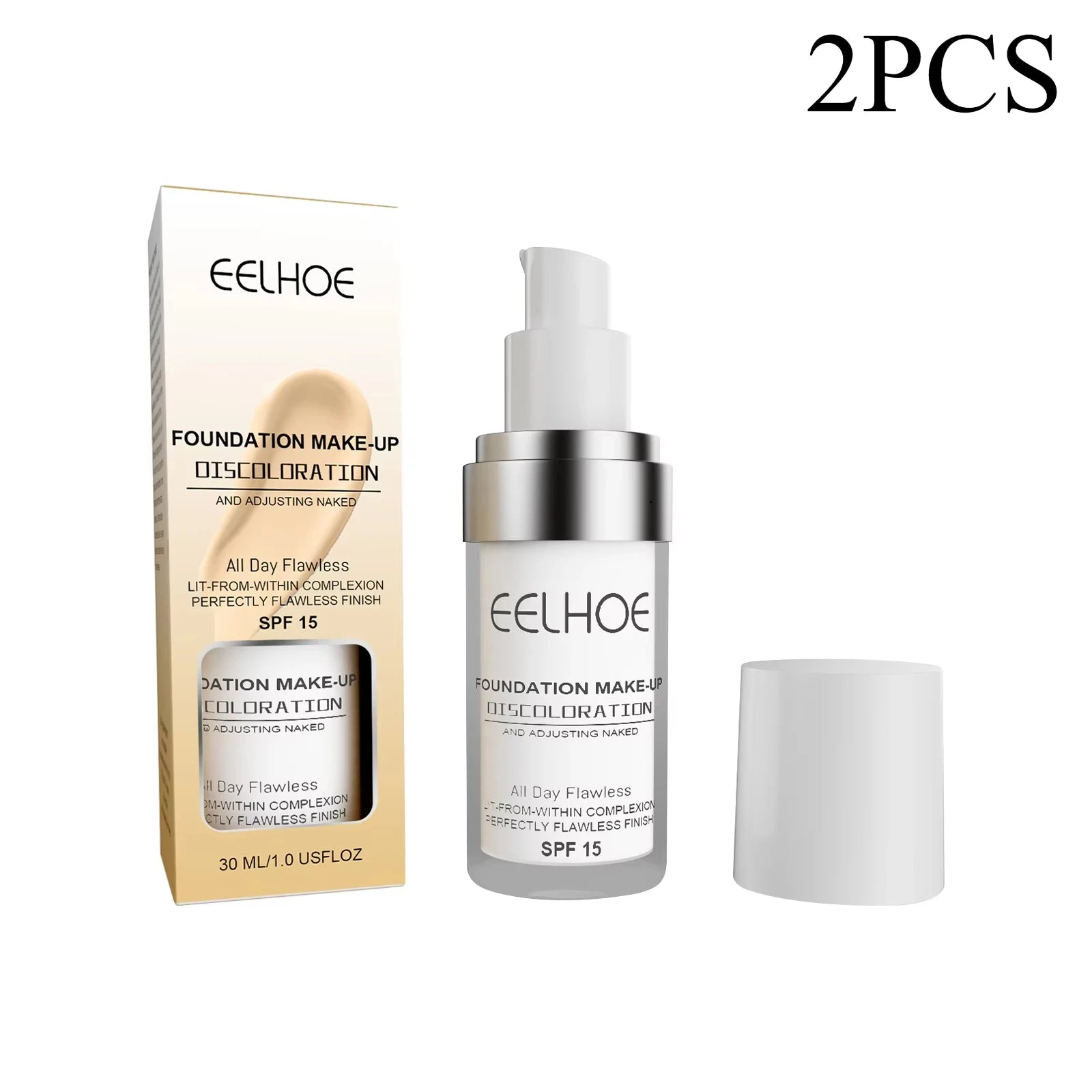 EELHOE Color Changing Liquid Foundation Moisturizing Waterproof No Creasing No Separation Concealer Makeup Products Wholesale Oasis Select 2pcs