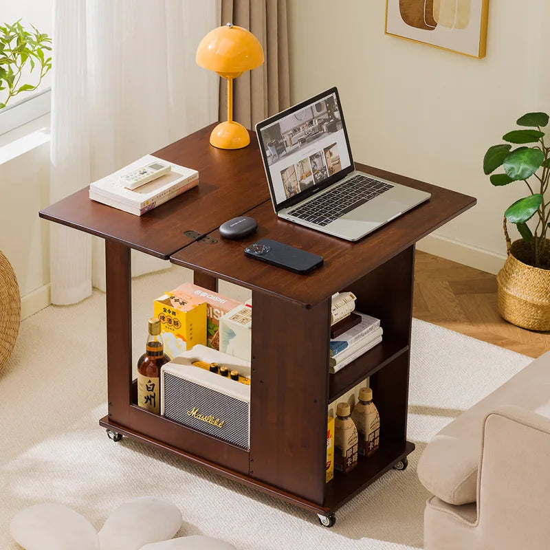 Nordic style solid wood folding movable coffee table side table rectangular chess table small apartment dining table Oasis Select