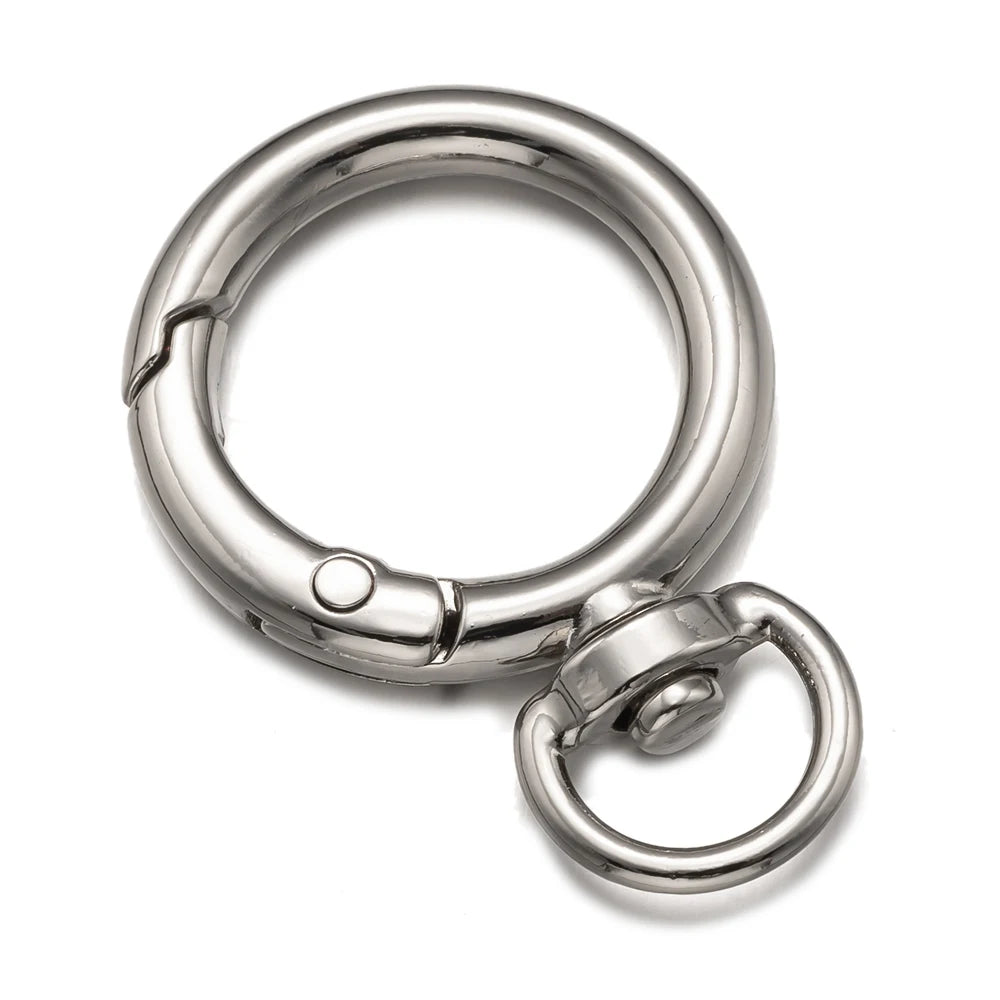 5pcs/Lot Round Openable Swivel Metal Spring Key Rings Buckles Clasps For DIY Bag Keychains Connector Jewelry Making Accessories Oasis Select Rhodium Round