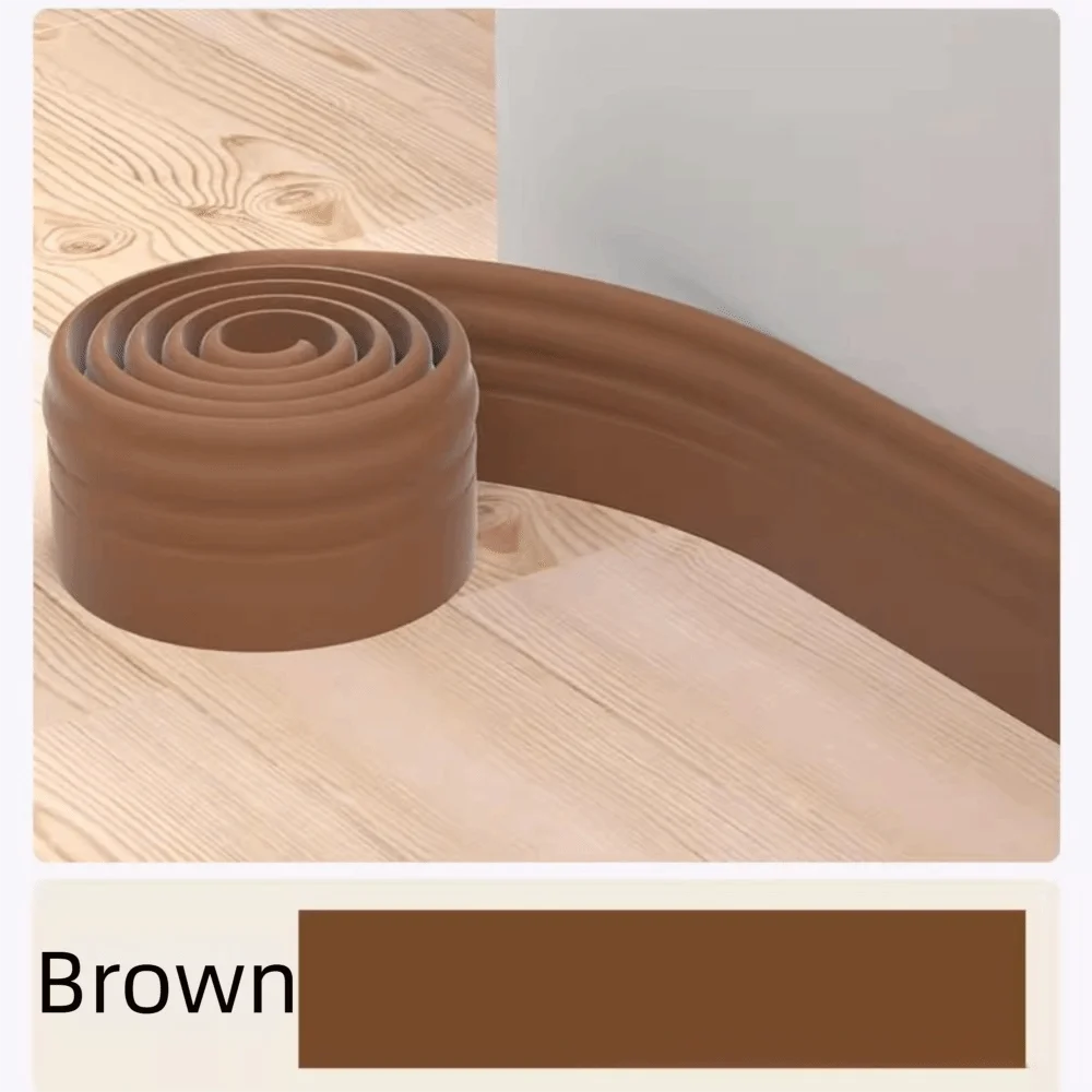 1M/Roll 3D Self Adhesive Skirting Line Wall Sticker Thickened Anti-collision Decoration Strips Living Room Bedroom Corner Line Oasis Select Brown- Width-10cm