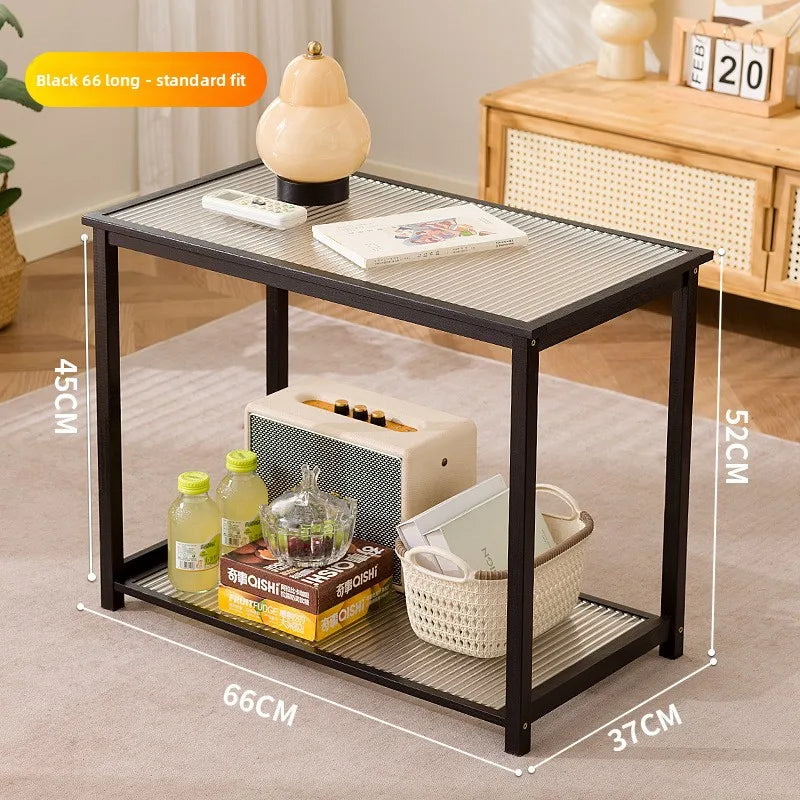 Nanzhu edge small apartment corner sofa modern living room glass storage bedside table mini table Oasis Select Black 66 long