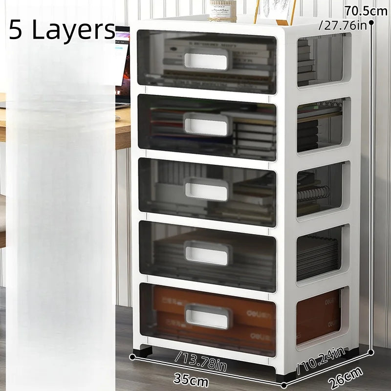 3-6 Tier Storage Cabinet,Large Capacity & Space-Saving Organizer,Transparent Black for Living Room/Bedroom/Study Oasis Select 5 Layers