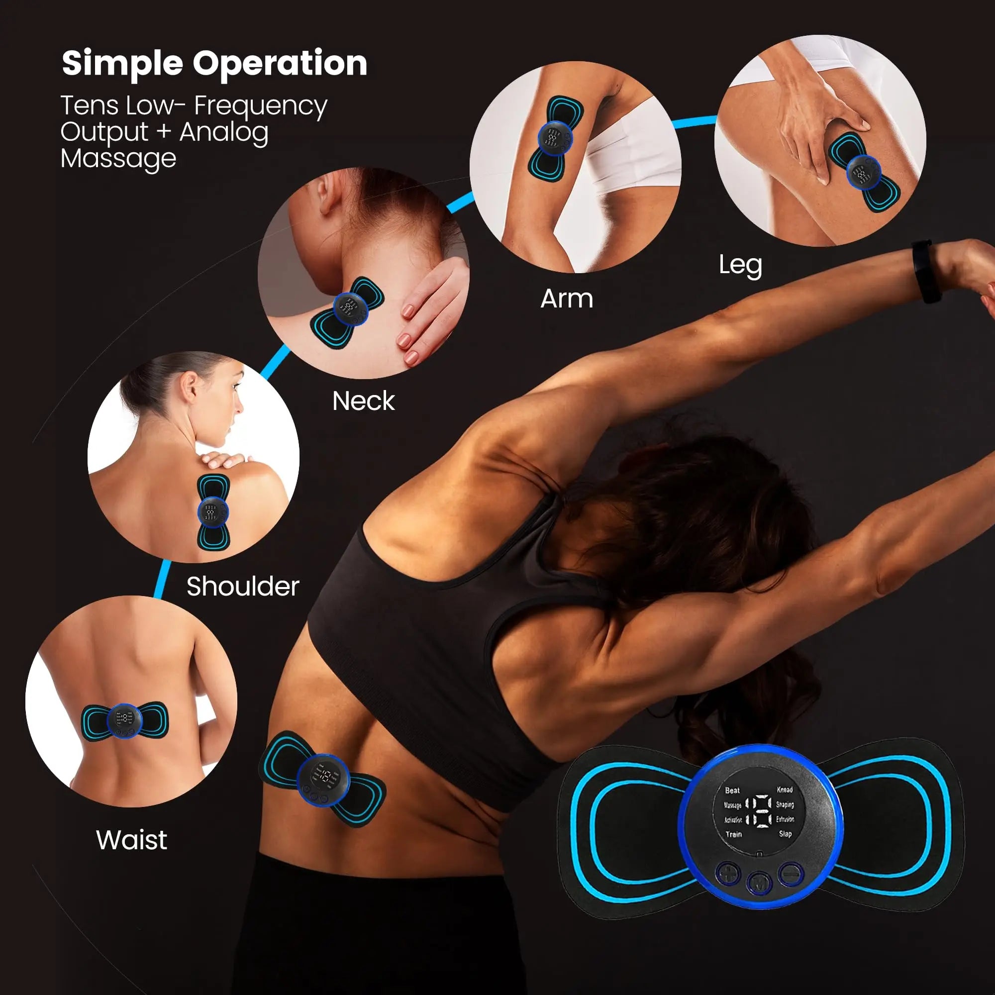10PCS Portable Mini Electric Neck Back Massager Cervical Massage Patch Stimulator Massage Patch Replacement Patch Oasis Select