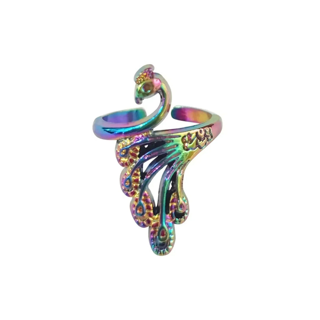 1 Piece Metal Knitting Tools Handamde Peacock Finger Ring Blade Needle Braiding Crochet Yarn Guide Accessories Ring Wool Crafts Oasis Select AB Color-3x2cm