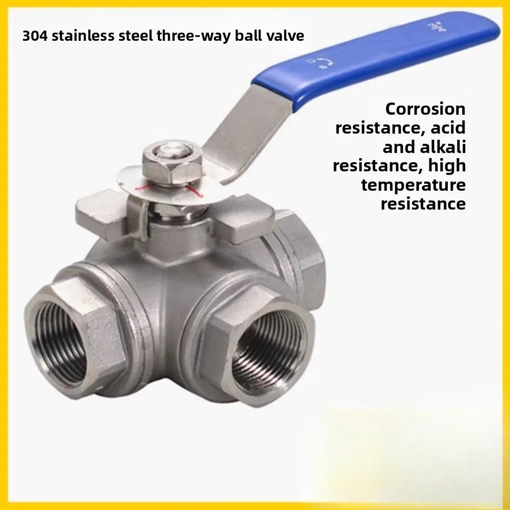 1/4 3/8 1/2 3/4 1" BSP Female 304 Stainless Steel T/L Type 3 Way Ball Valve Full Port For Water Oil Air Gas DN25 DN10 DN15 DN20 Oasis Select