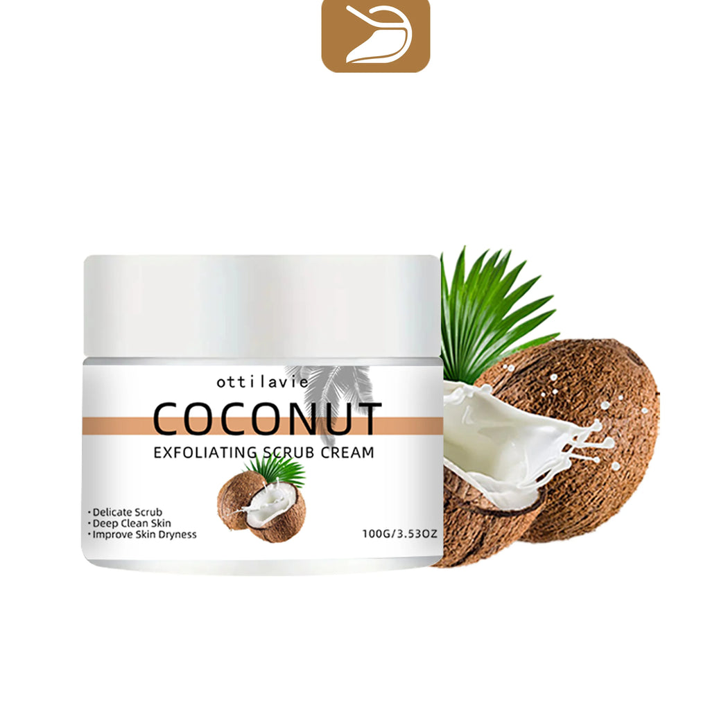 Ottilavie Coconut Exfoliating Scrub Cream Physical Exfoliation for Smooth Skin Suitable for All Skin Types (Face, Neck & Body) Oasis Select 100g