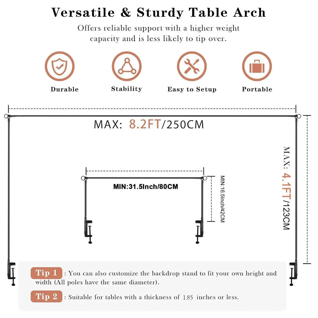 Table Arch Stand with Clamps Adjustable Over The Table Rod Stand with Clamps Dining Background Rack Balloon Arch Decorations Oasis Select
