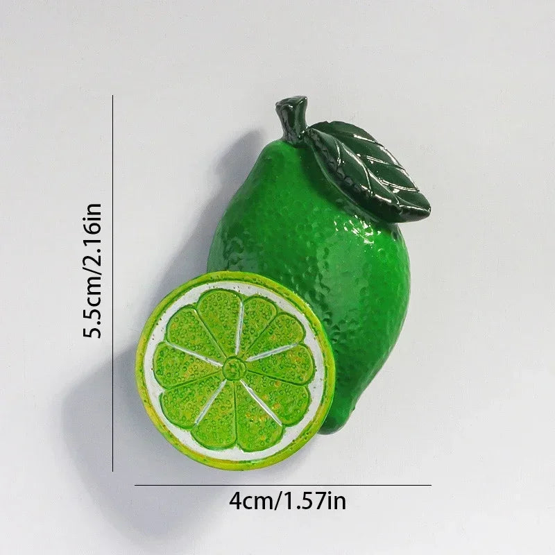 Creative Fridge Magnet Decor 3D Cute Cartoon Fruit Message Board Refrigerator Magnet Sticker for Kids Toy Gift Home Decoration Oasis Select lemon