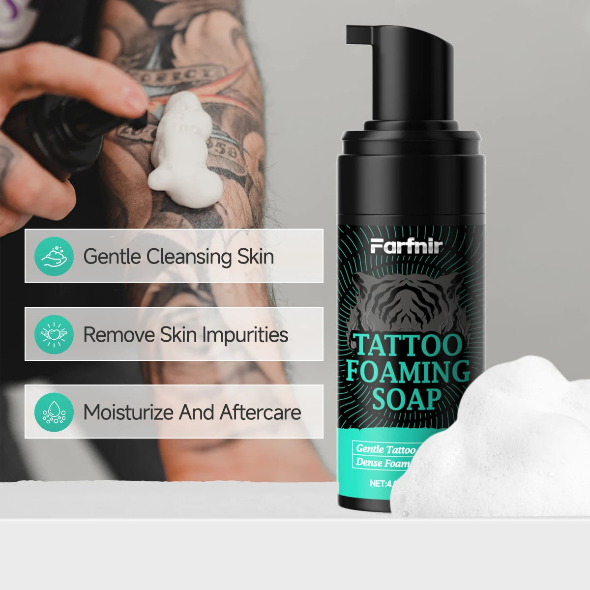 TATTOO FOAMING SOAP tattoo cleaning foam, strongly moisturizes the skin, gently cleans tattoos while protecting color mousse Oasis Select