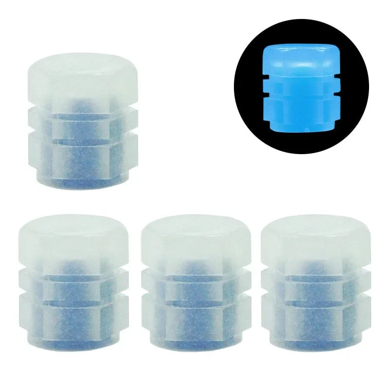 4/8/16/20pcs Universal Luminous Bicycle Tire Valve Caps Night Glowing Decor Motorcycle Bike Valve Stem Cap Wheel Nozzle Oasis Select 4PCS Blue