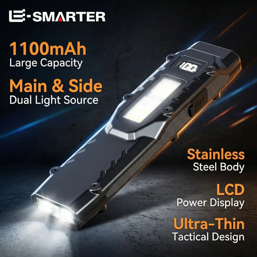 8 Modes EDC Tactical Rechargeable Flashlight,Dual-Switches LED Flashlight with Digital Display, Camping,and Emergency Use Oasis Select