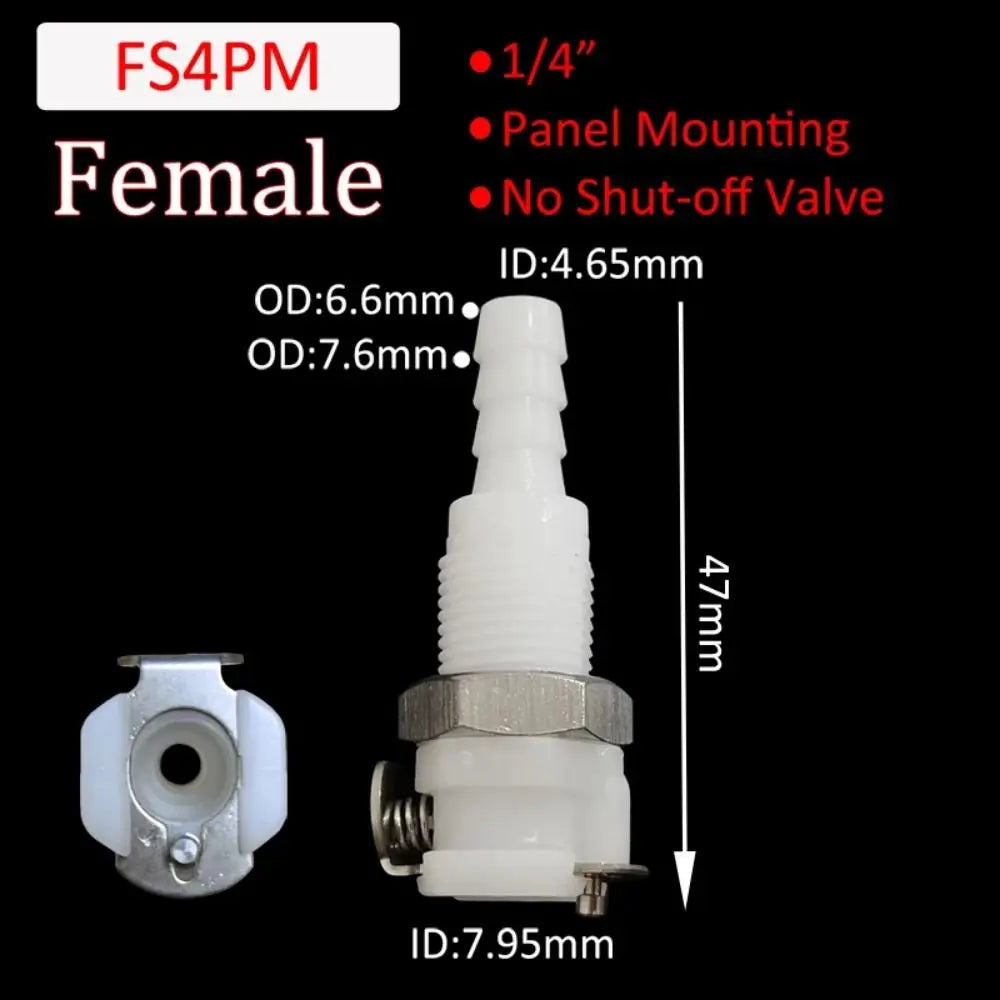 1Pc Disconnect Fitting Coupling Hose Joint Tube Connector Male Female Hose Barb Valved S-series 3/16 1/4 Quick Coupler Oasis Select FS4PM