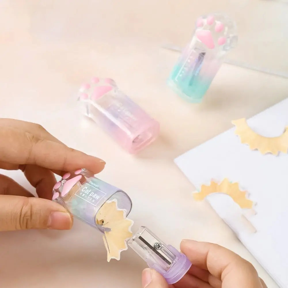 Cute Creative Cat Pencil Sharpener Stationery Gradient Color Cat Claw Pencil Sharpener School Supplies Kawaii Stationery Oasis Select