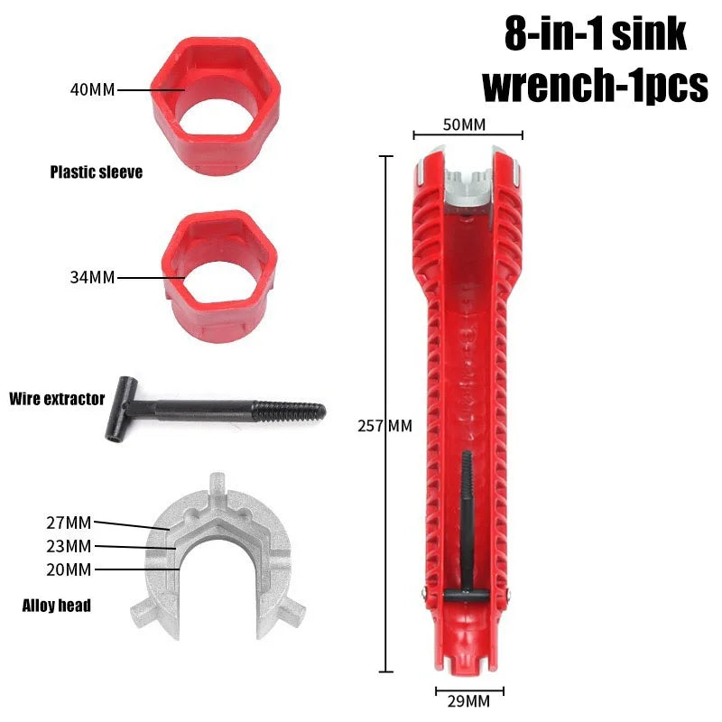Sink bathroom wrench plumbing installation tool household water pipe faucet angle valve sink maintenance disassembly wrench Oasis Select 8-in-1-1pcs