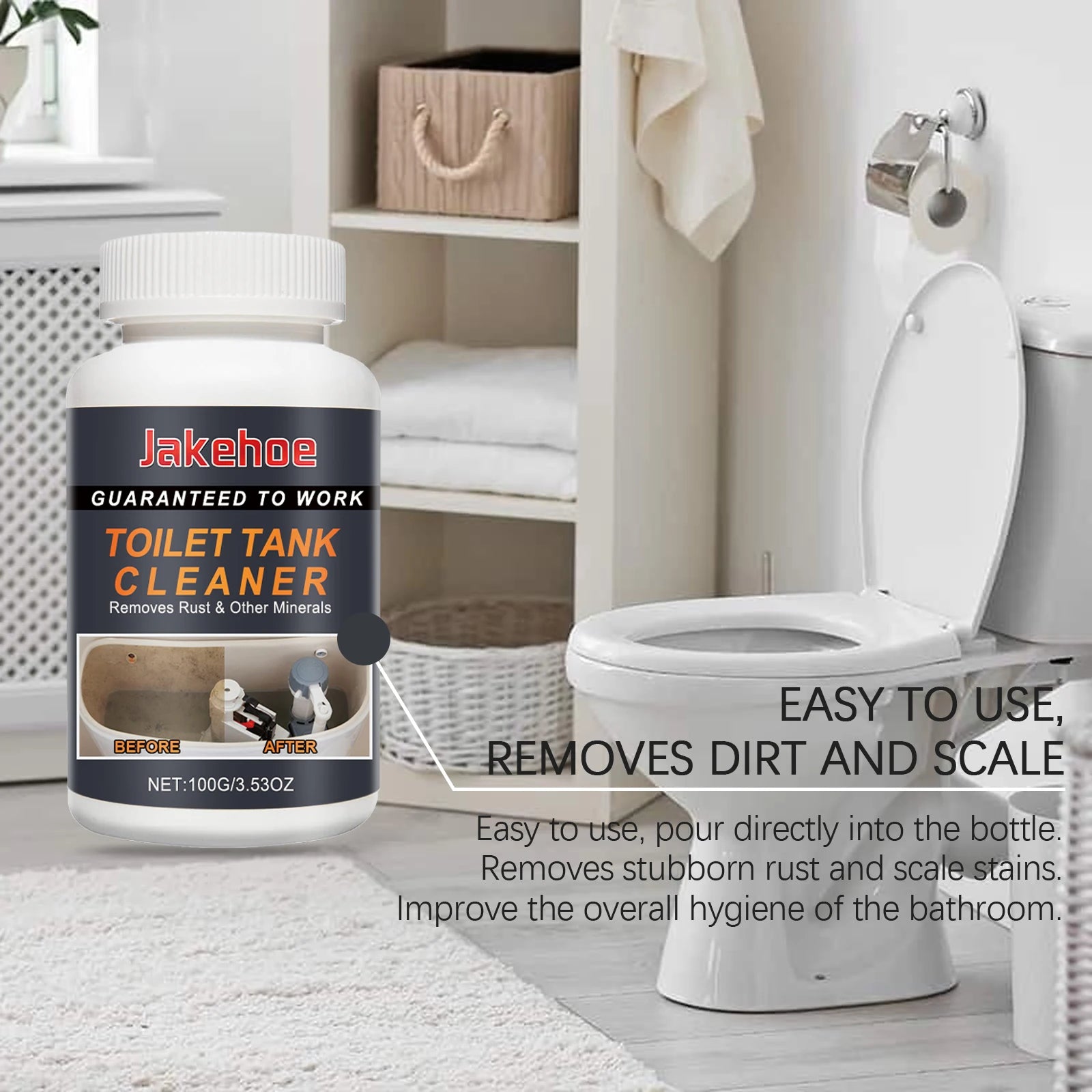 Toilet Tank Cleaner Rust & Mineral Remover Deep Cleaning Tank Improve Odors Deodorization Toilet Tank Descaler 100g Oasis Select