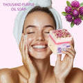 Thousand Days Purple Handmade Essential Oil Soap Cleansing Soap, Deep Cleansing and Makeup Remover, Full Body Bath Oasis Select WHITE 120g