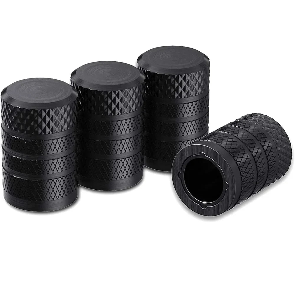 Tire Valve Stem Caps 4pcs Aluminum Tire Valve Cap Set Corrosion Resistant Stem Covers for Cars Trucks Motorcycles SUVs and Bikes Oasis Select Black