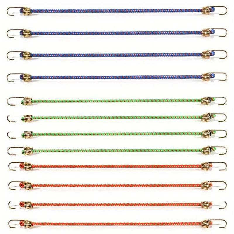 3/6/12 PCS Latex Bungee Cords with Steel Hooks Stretchy Elastic Straps for Tarp Canopy Motorcycle Cargo Party Ornament Hanging Oasis Select 12pcs