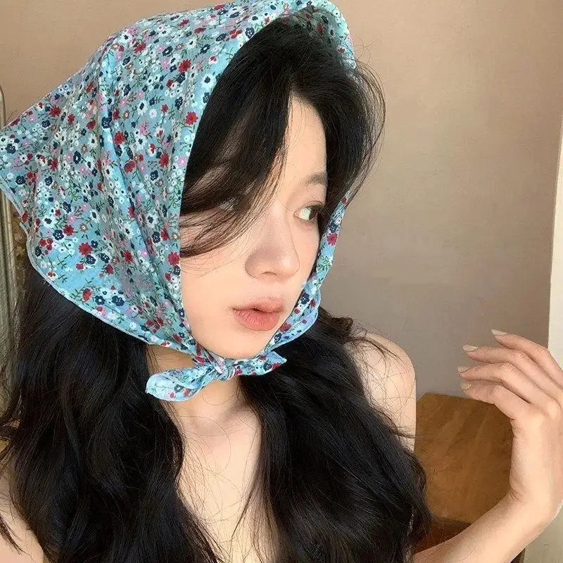 Vintage Floral Headscarf Women Bandana Head Wrap Hair Clips Headwear Summer Travel Beach Hair Accessories Oasis Select A4