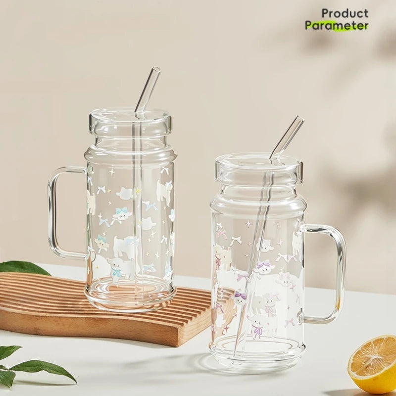 1080ml Large Capacity Straw Cup Glass Tumbler with Lid - Iced Coffee Cup, Reusable Drinking Cup for Coffee, Tea, Iced Americano Oasis Select