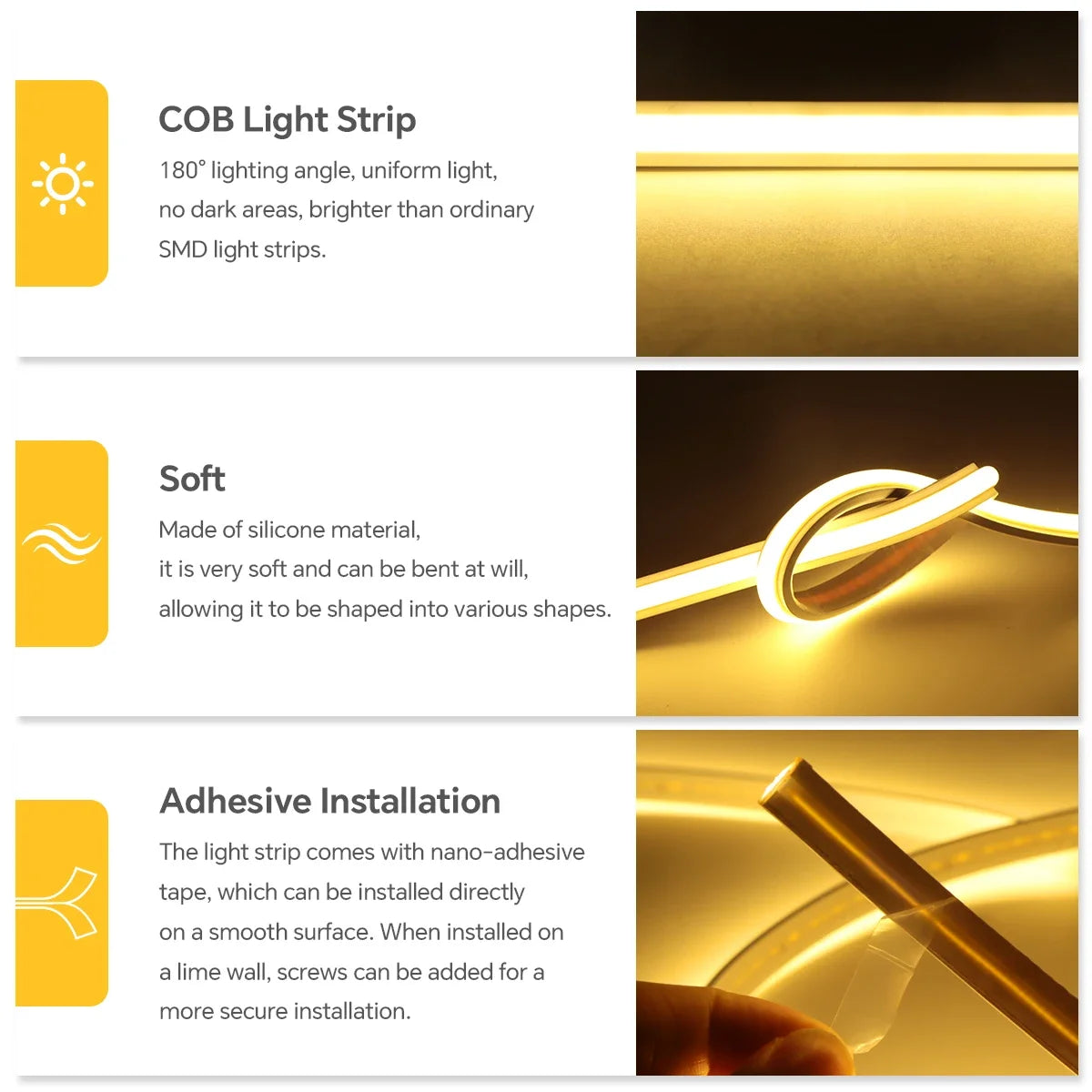 Fireproof Genuine Silicone COB Neon Strip Light 220V Swtich Control Super Bright 280leds/m Cabinet Garden Ambinet Backlight Oasis Select